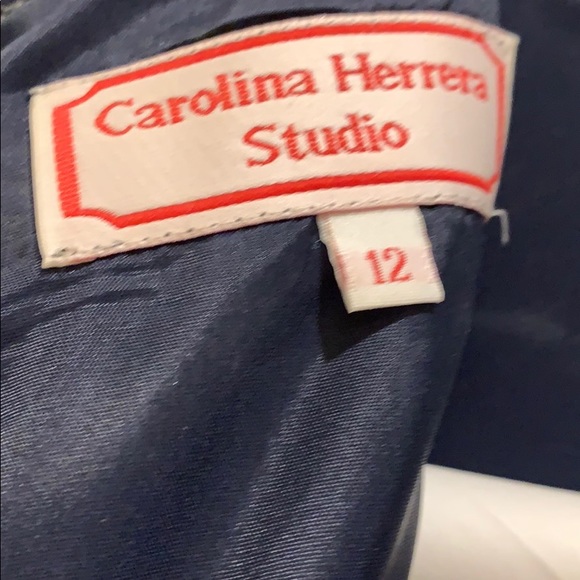 Carolina Herrera navy dress sz 12 - Picture 7 of 11